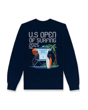 Carregar imagem no visualizador da galeria, 2025 Lexus US Open of Surfing Retro Tower Crewneck Sweatshirt- Navy