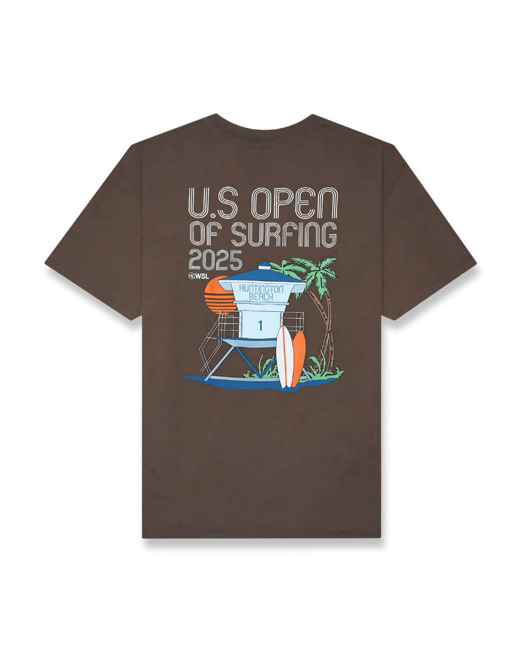 2025 Lexus US Open of Surfing Retro Tower S/S Tee - Dark Chocolate
