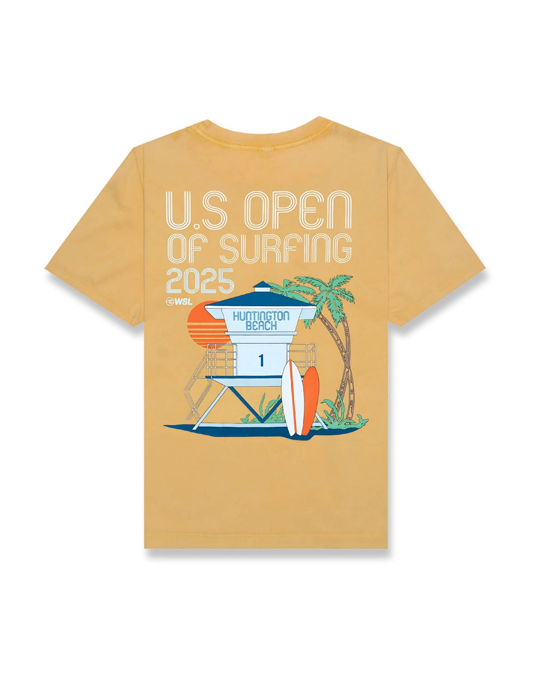2025 Lexus US Open of Surfing Retro Tower PGMT S/S Tee - Yellow