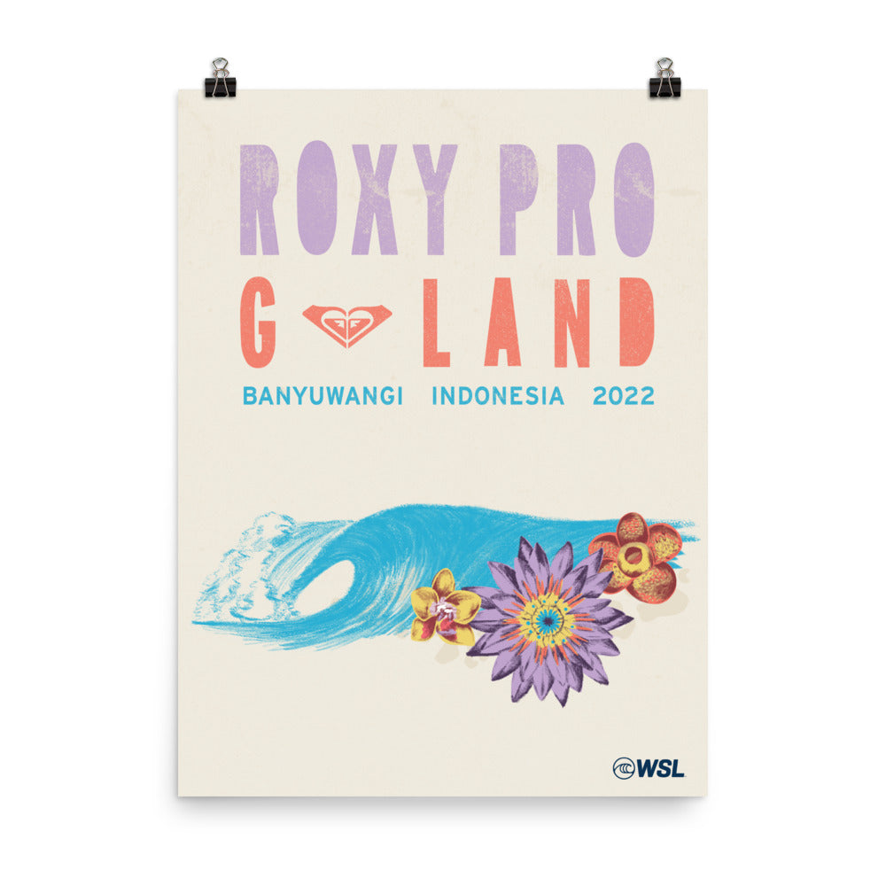 Pôster oficial do ROXY Pro G-Land 2022 (sem moldura)